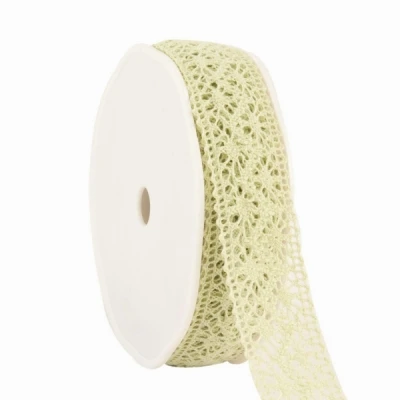 Bavlněná háčkovaná stuha 22 mm x 10 m zelená