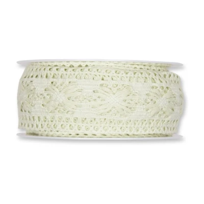 Bavlněná háčkovaná stuha zelená 42mm x 5m