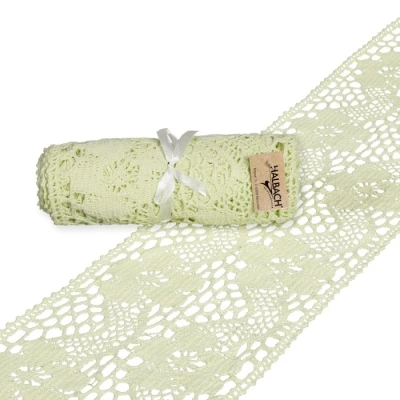 Bavlněná háčkovaná stuha zelená 150mm x 1,8m