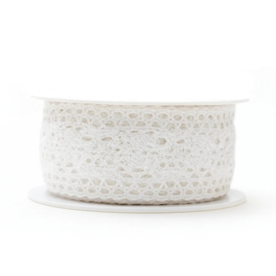 Bavlněná háčkovaná stuha bílá 42mm x 5m