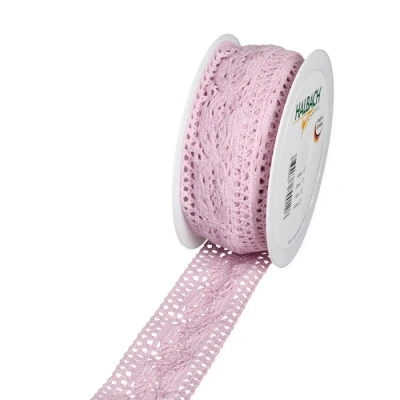 Bavlněná háčkovaná stuha fialová 42mm x 5m