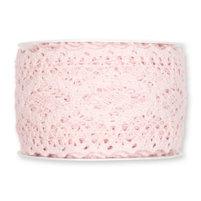 Bavlněná háčkovaná stuha růžová 60mm x 5m