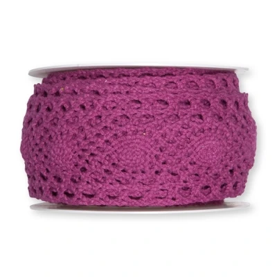 Bavlněná háčkovaná stuha růžová 55mm x 5m
