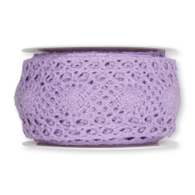 Bavlněná háčkovaná stuha fialová 55mm x 5m