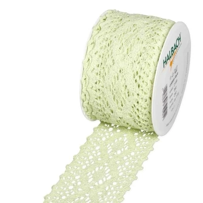 Bavlněná háčkovaná stuha zelená 60mm x 5m