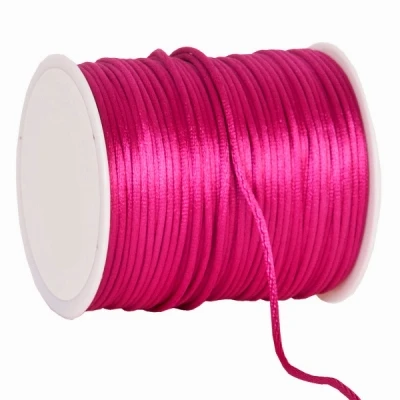 Saténová šnůrka 2 mm x 100 m fuchsiová