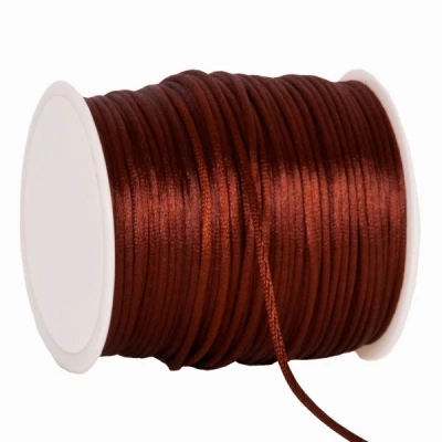 Saténová šnůrka 2 mm x 100 m hnědá
