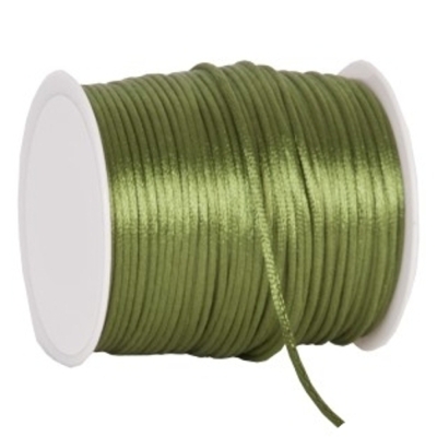 Saténová šnůrka 2 mm x 100 m mechově zelená