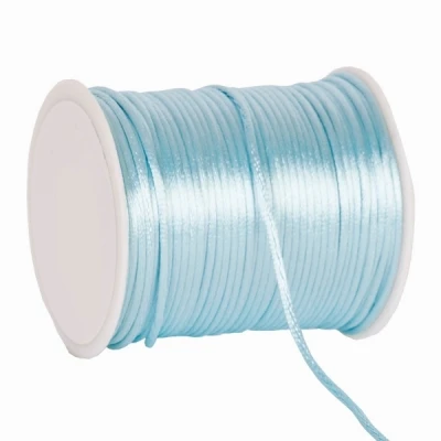 Saténová šnůrka 2 mm x 100 m světle modrá