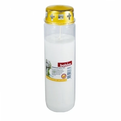 Hřbitovní svíčka s víčkem bílá 90 hod (výška 170 mm, šířka 66 mm)