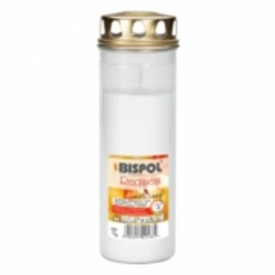 Hřbitovní svíčka s víčkem bílá Requiem 120 hod (výška 225 mm, šířka 75 mm)