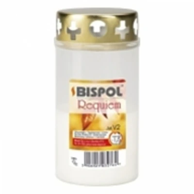 Hřbitovní svíčka s víčkem bílá Requiem 36 hod (výška 125 mm, šířka 60 mm)