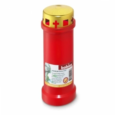 Hřbitovní svíčka s víčkem BOLSIUS červená 70 hod (výška 170 mm, šířka 60 mm)