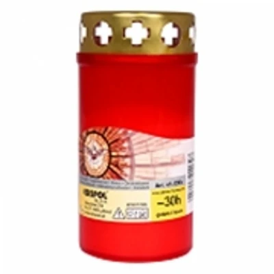 Hřbitovní svíčka s víčkem červená 30 hod (výška 125 mm, šířka 60 mm)