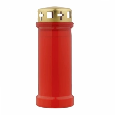 Hřbitovní svíčka s víčkem červená 70 hod (výška 170 mm, šířka 60 mm)
