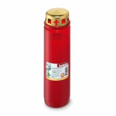 Hřbitovní svíčka s víčkem červená 90 hod (výška 170mm, šířka 66mm)