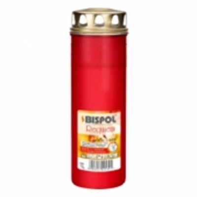 Hřbitovní svíčka s víčkem červená Requiem 120 hod (výška 225 mm, šířka 75 mm)