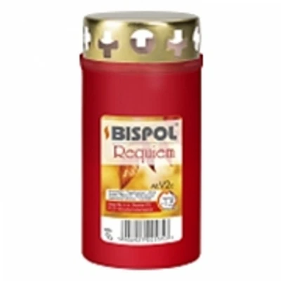 Hřbitovní svíčka s víčkem červená Requiem 36 hod (výška 125 mm, šířka 60 mm)