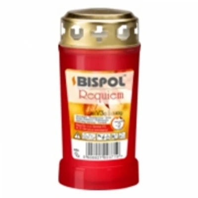 Hřbitovní svíčka s víčkem červená Requiem 48 hod (výška 135 mm, šířka 65 mm)