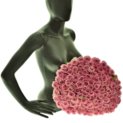 Jednodruhová kytice 55 růžových růží HEAVEN