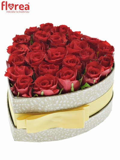 Krabička červených ruží RED CALYPSO šampaň 15x8cm