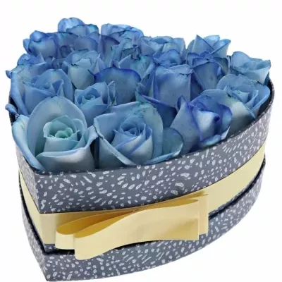 Krabička modrých ruží LIGHT BLUE snowstorm modrá 15x8cm