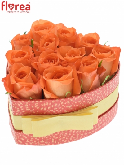 Krabička oranžových růží COPACABANA červená 15x8cm