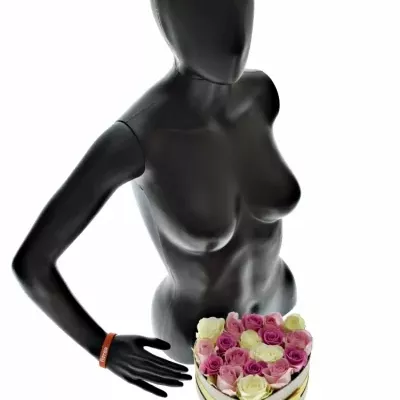 Krabička růží CHARLOTE šampaň 19x9cm