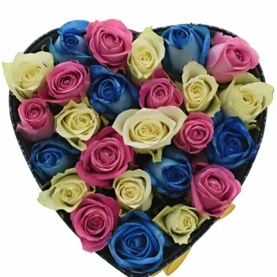 Krabička růží DELOREAN modrá 19x9cm