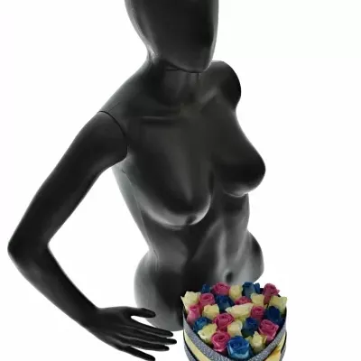 Krabička růží DELOREAN modrá 19x9cm