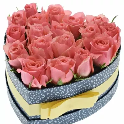 Jednodruhová krabička 18 růžových růží FEIWEL 19x9cm