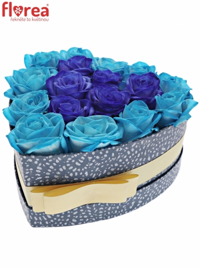 Krabička růží HEARTBLUE modrá 19x9cm