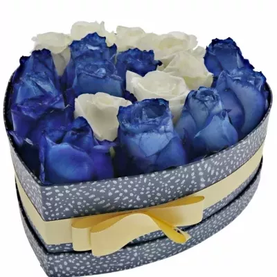 Krabička růží INARA modrá 24x10cm