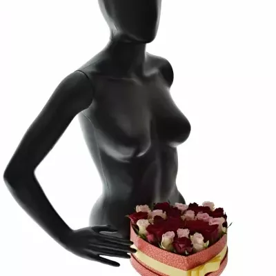 Krabička růží MADAM BISOU červená 24x10cm