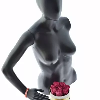 Krabička růží MADAM CERISE šampaň 13,5x8cm