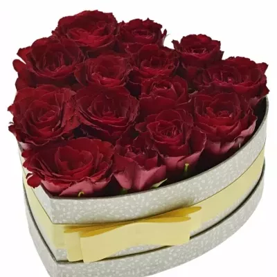Krabička ruží MADAM RED šampaň 19x9cm