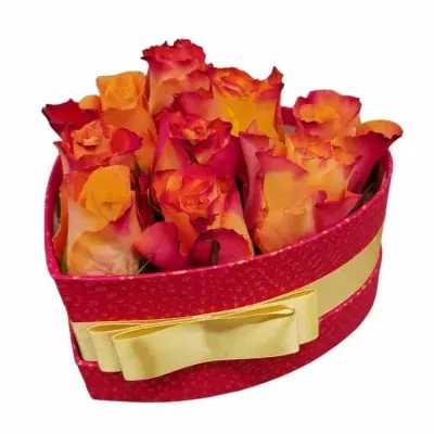 Jednodruhová krabička 9 oranžových růží MARIYO! 15x8cm