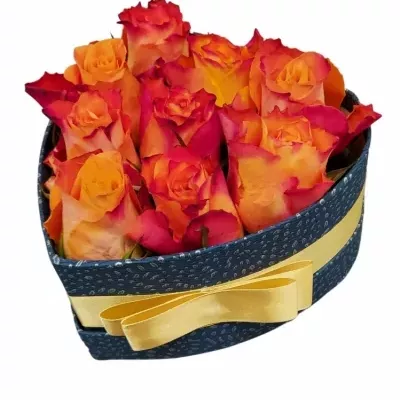 Jednodruhová krabička 9 oranžových růží MARIYO! 15x8cm