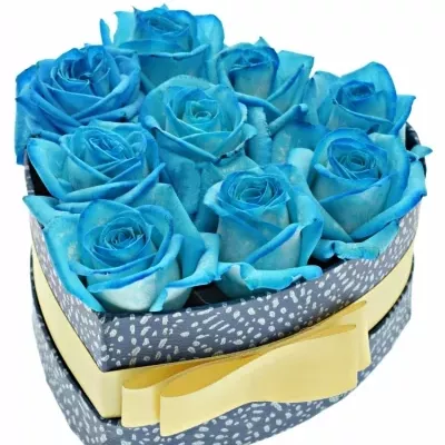 Krabička růží MARISE modrá 15x8cm