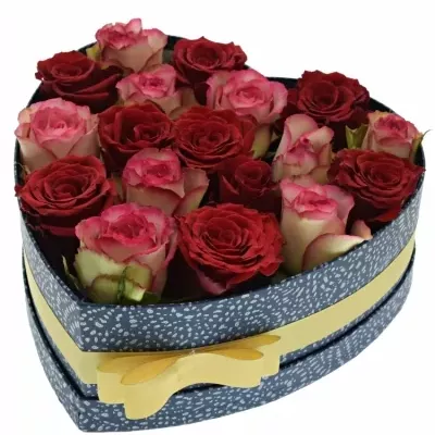 Krabička růží ODETTE modrá 24x10cm