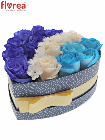 Krabička růží ORPHA modrá 19x9cm