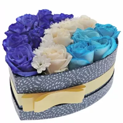 Krabička růží ORPHA modrá 19x9cm