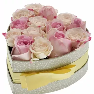 Jednodruhová krabička růžových růží SORBENA 15x8cm