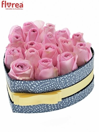 Krabička růžových růží HEIDI! modrá 19x9cm