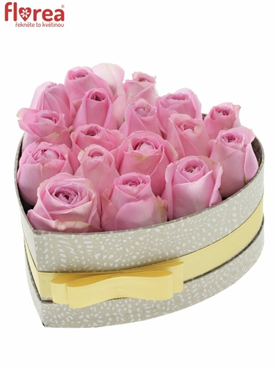 Krabička růžových růží HEIDI! šampaň 19x9cm