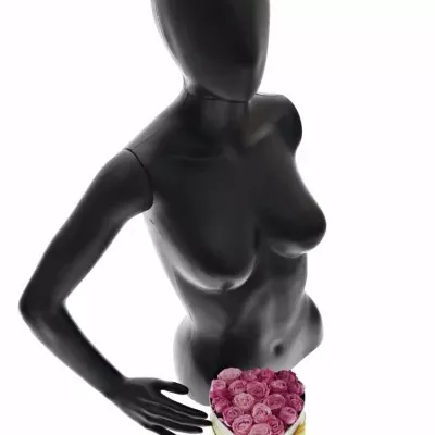 Krabička růžových růží LADY BOMBASTIC šampaň 15x8cm