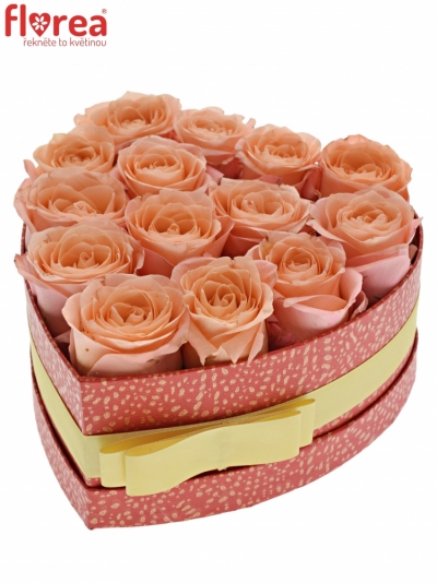 Krabička růžových růží LADY MARGARET červená 19x9cm