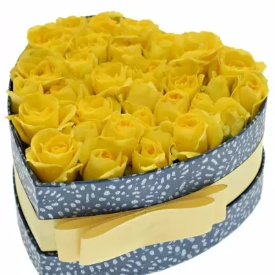 Krabička žlutých růží MARISA modrá 15x8cm
