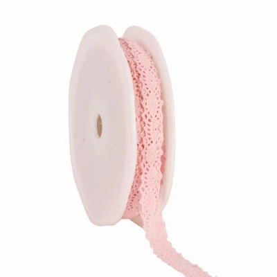 Bavlněná krajková stuha12 mm x 10 m růžová
