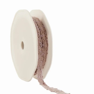 Bavlněná krajková stuha12 mm x 10 m starorůžová
